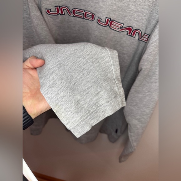 Pre-Owned LG JNCO Jeans Light Heather Grey Embroidered Logo Vintage Crewneck - Picture 6 of 8